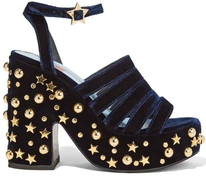 MR by Man Repeller 'Lol If You Think I’m Walking' Embellished Velvet Platform Sandals