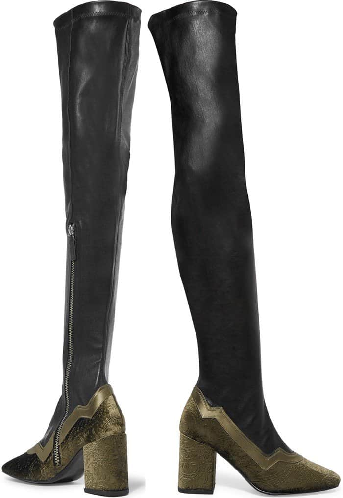 MR by Man Repeller 'The I'm Really Here To Party' Leather and Embossed Velvet Over-the-Knee Boots