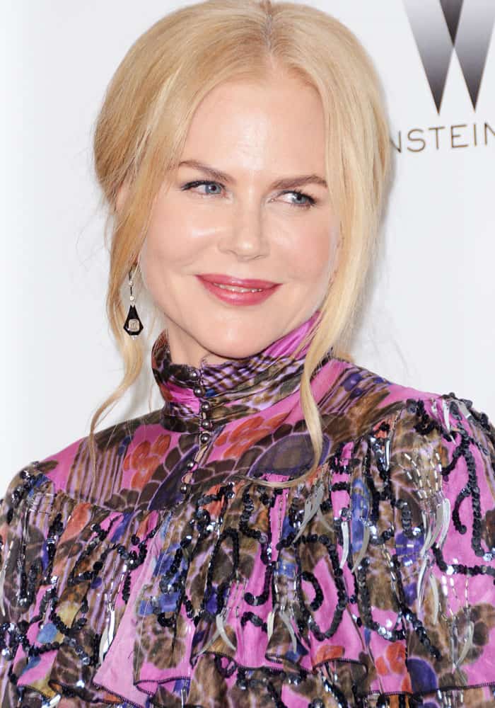 Nicole Kidman's dress featured a high buttoned neck and exquisite sequin embellishments