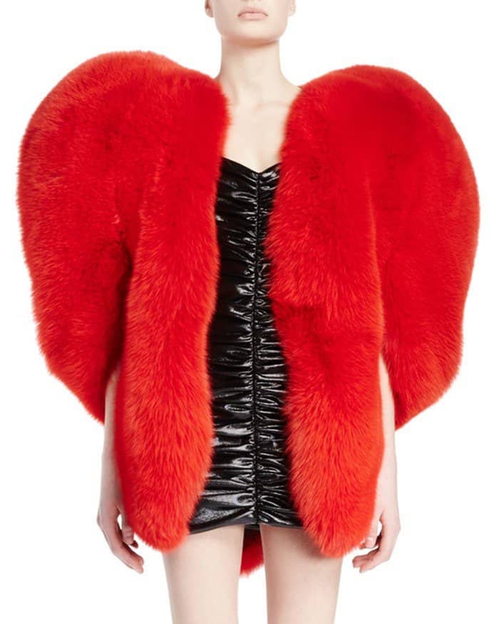 Saint Laurent Heart-Shaped Fur Cape