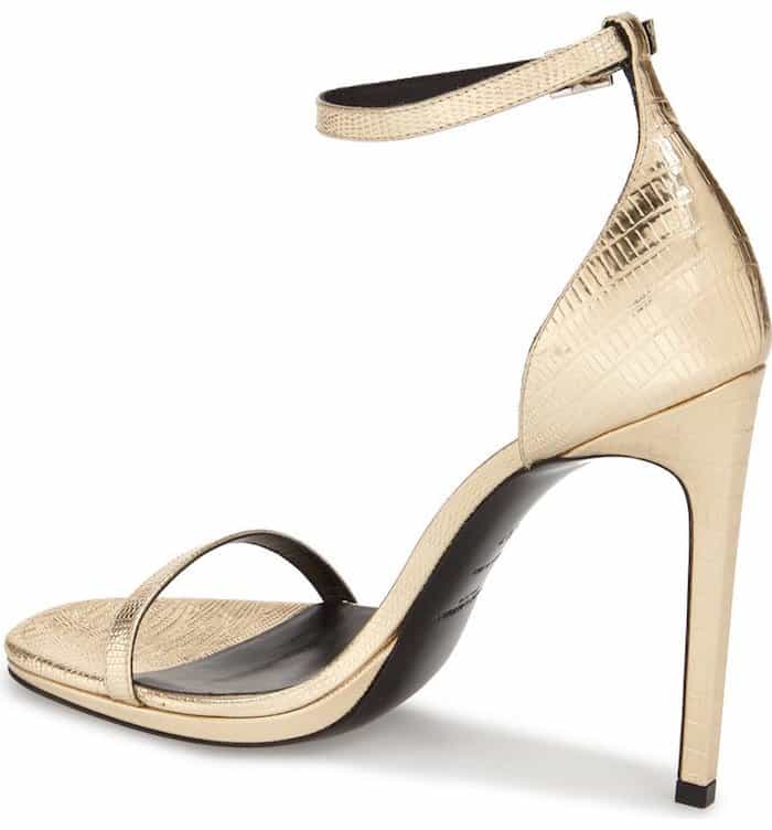 Saint Laurent Paris Jane Ankle-Strap Sandals in Gold