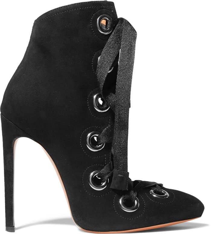 Alaïa Eyelet-Embellished Lace-Up Ankle Boots