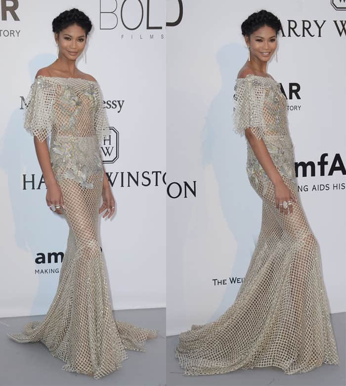 Chanel Iman at the amfAR fundraiser event at Hotel Du Cap Eden Roc in France on May 19, 2016