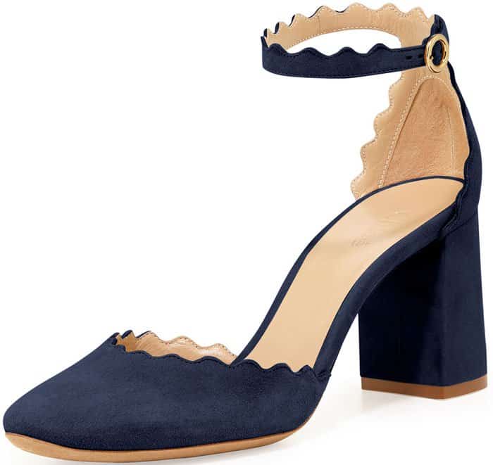Blue Suede Chloé Lauren Mary Jane Pumps