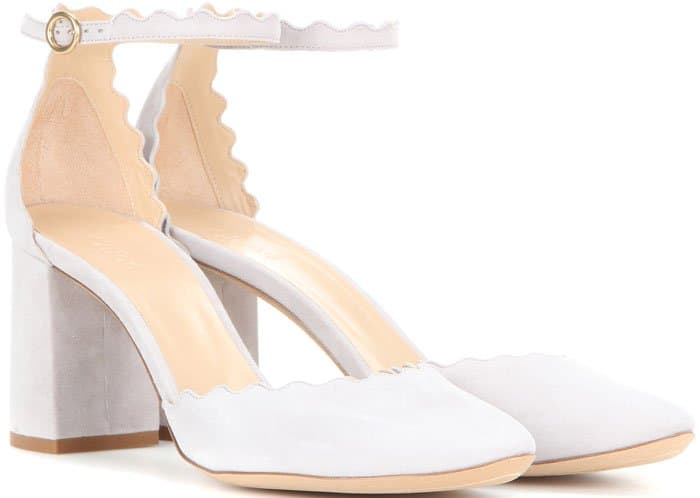 Gray Suede Chloé Lauren Mary Jane Pumps