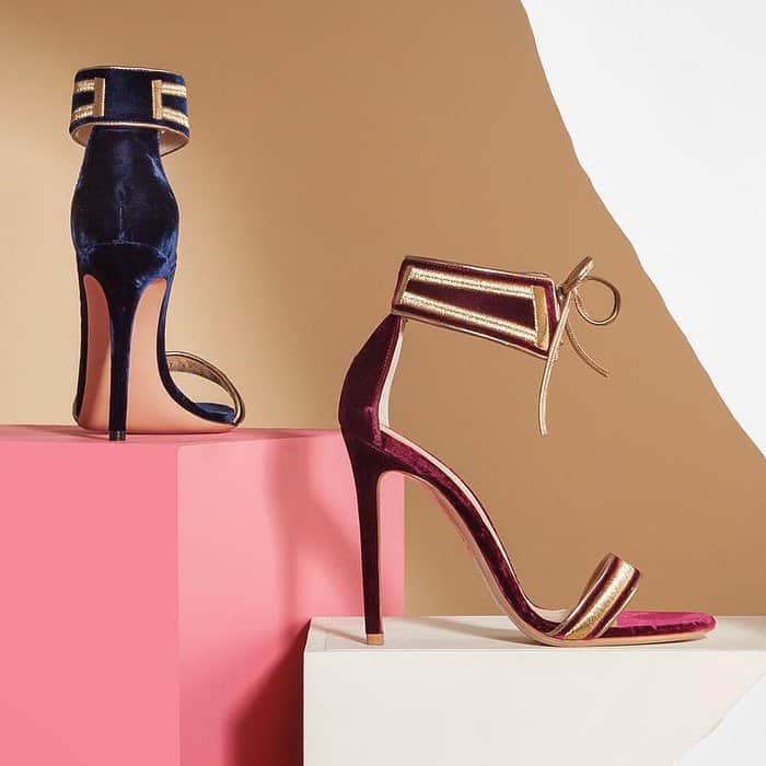 Gianvito Rossi Augusta Velvet Ankle-Wrap Sandals