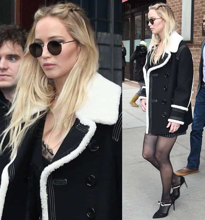 jennifer-lawrence-black-white-coat-dress