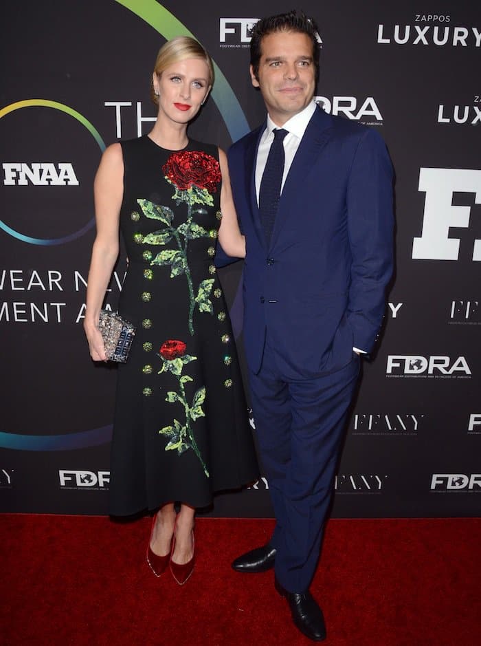 Nicky Hilton with Eduardo Caovilla at the 30th annual Footwear News Achievement Awards on November 29, 2016, at the IAC Headquarters in New York City