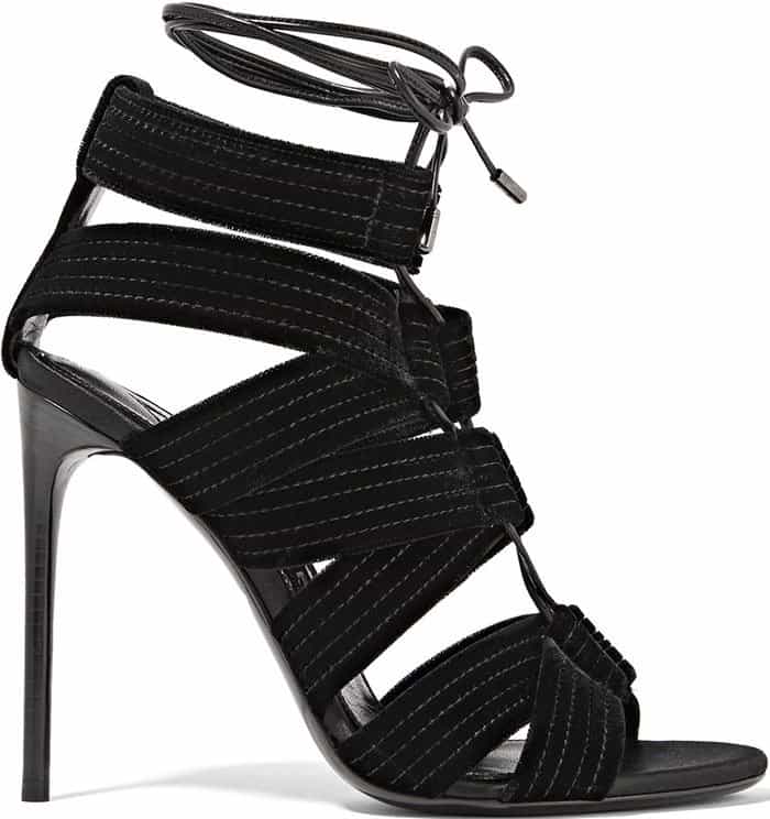 Tom Ford Lace-Up Sandals Black Velvet