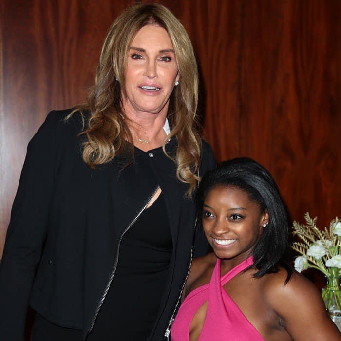 Caitlin Jenner towers over much shorter Olympian Simone Biles