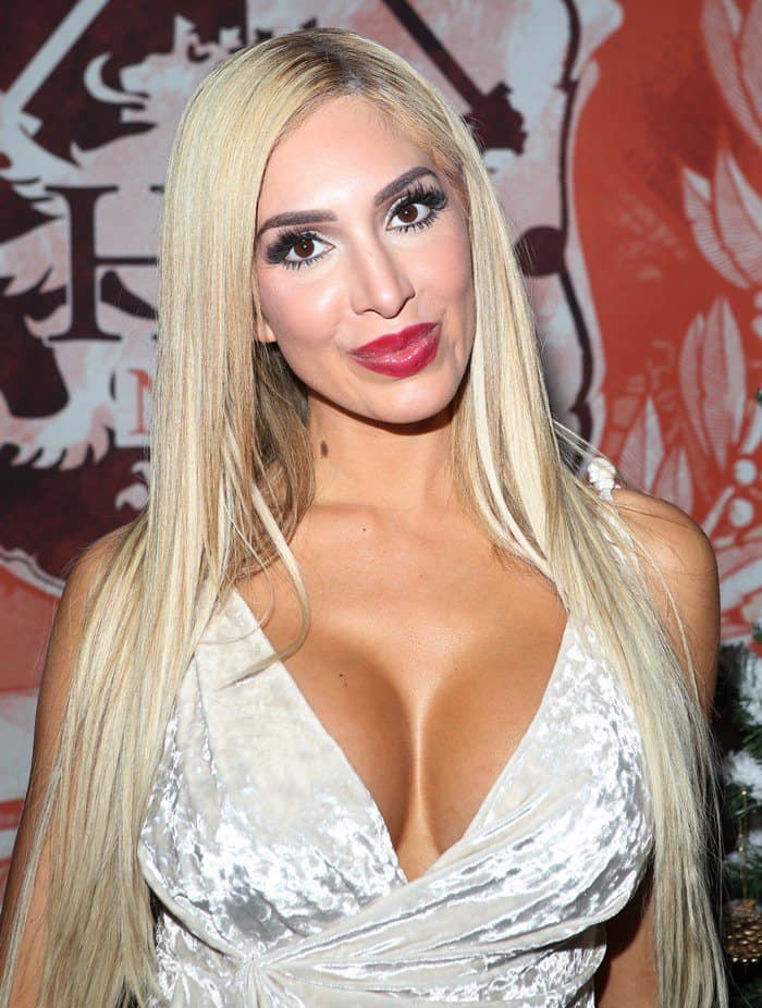 Farrah Abraham accentuates her bold red lips and striking brown eyes with dramatic makeup