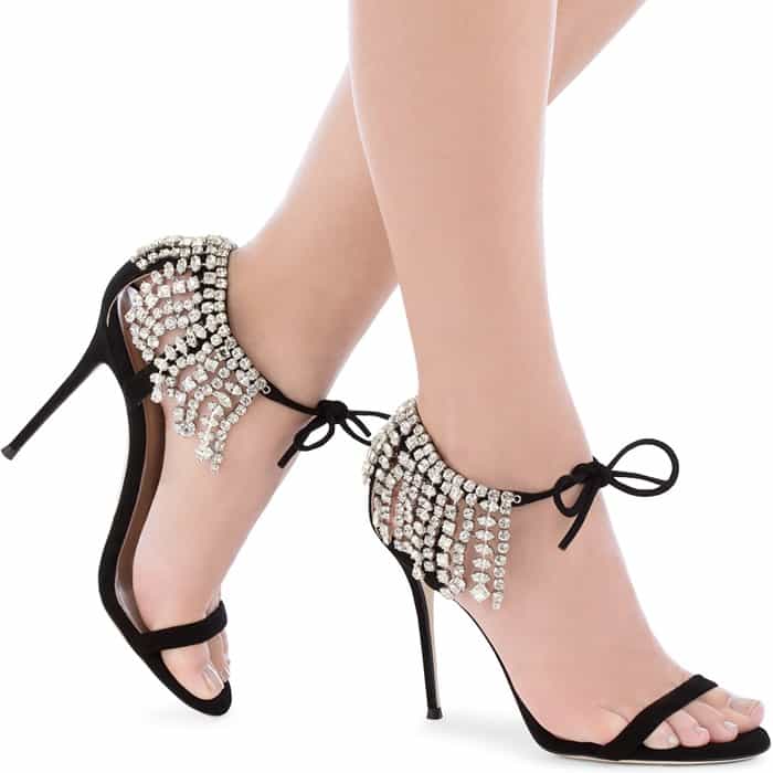 Giuseppe Zanotti 'Carrie' Crystal-Embellished Suede Sandals