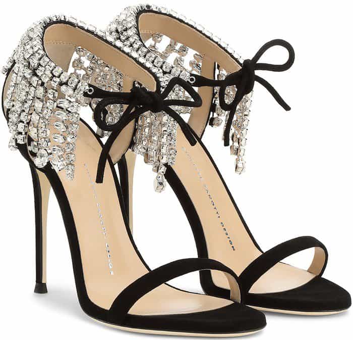 Giuseppe Zanotti 'Carrie' Crystal-Embellished Suede Sandals