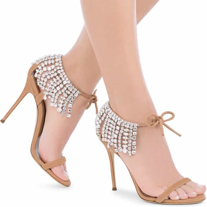 Giuseppe Zanotti 'Carrie' Crystal-Embellished Suede Sandals