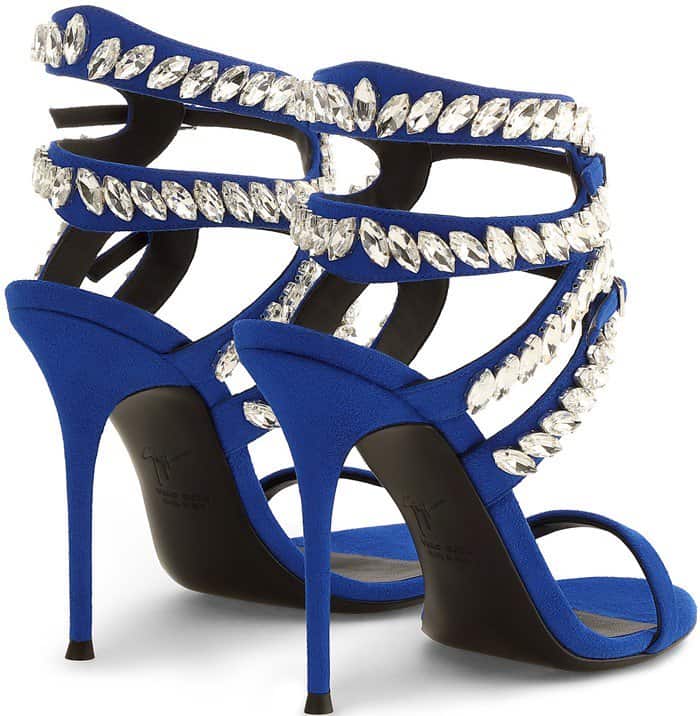 Giuseppe Zanotti Strappy Crystal-Embroidered Suede 'Claudia' Sandals