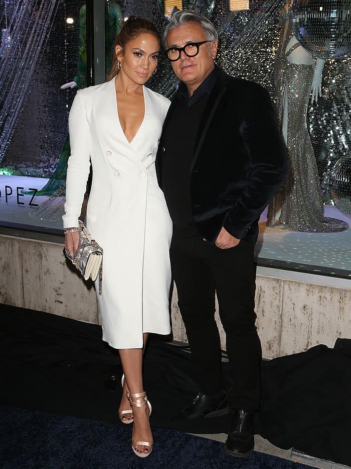 Jennifer Lopez and Giuseppe Zanotti at the launch party of the Giuseppe Zanotti for Jennifer Lopez shoe collection