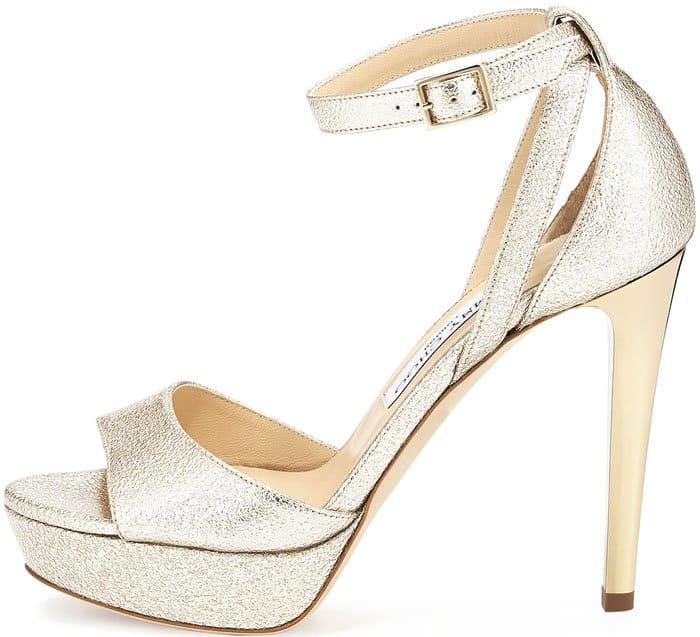 Nude Jimmy Choo "Kayden" Textured Patent Sandal