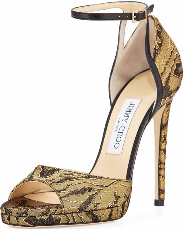 Jimmy Choo Pearl Gold Black Sandals