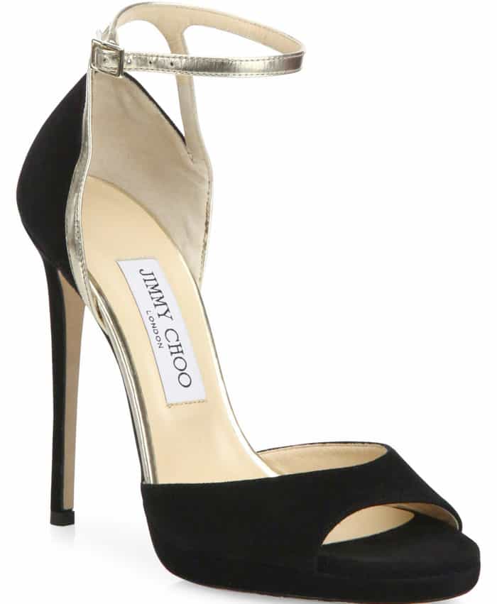 Jimmy Choo Pearl Metallic Black Sandals