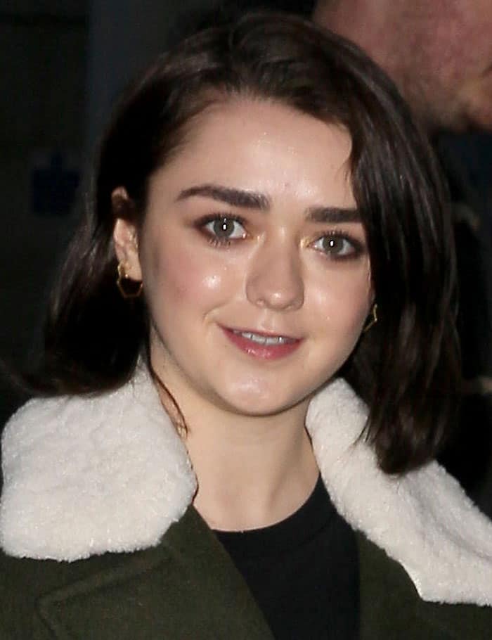 Maisie Williams in Tommy Hilfiger x Gigi Hadid peacoat