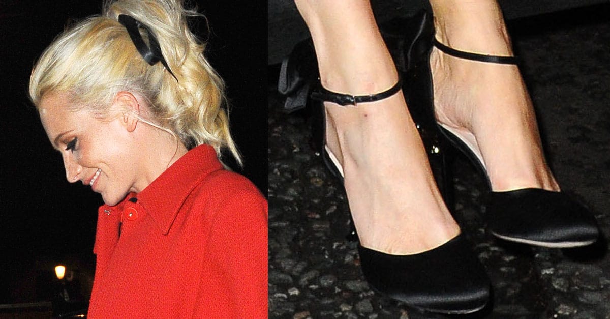 Poppy Delevingne Attends Rodial VIP Party in Miu Miu Pumps