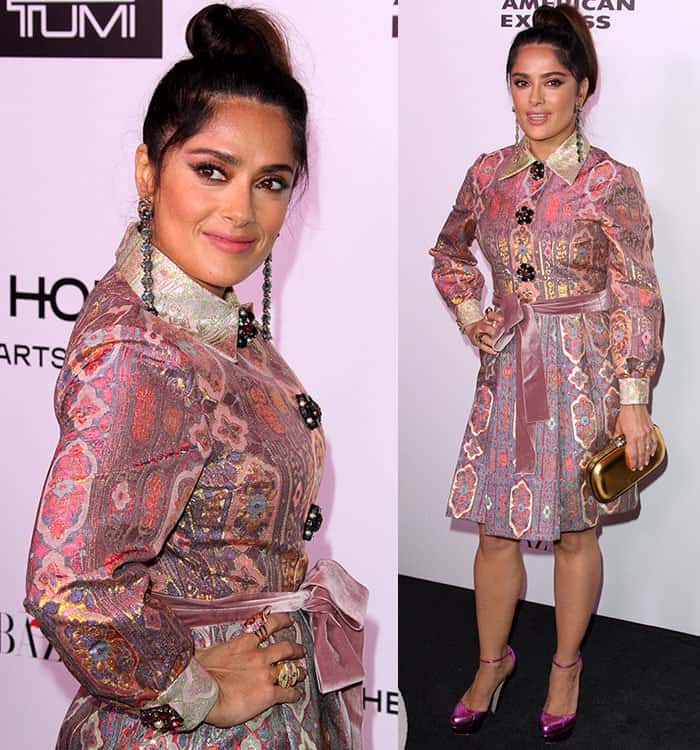 Salma Hayek at Harper’s Bazaar's 150 Most Fashionable Women celebration held at the Sunset Tower Hotel in Los Angeles on January 27, 2017