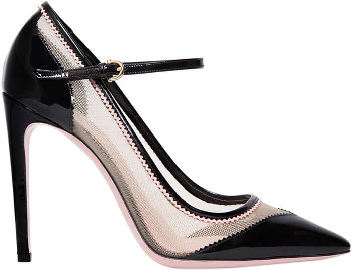 Salvatore Ferragamo "Erika" Mesh and Patent Leather Pumps