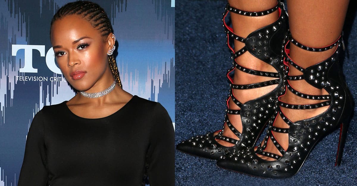 Serayah McNeill Attends Party in Cesare Paciotti Studded Pumps