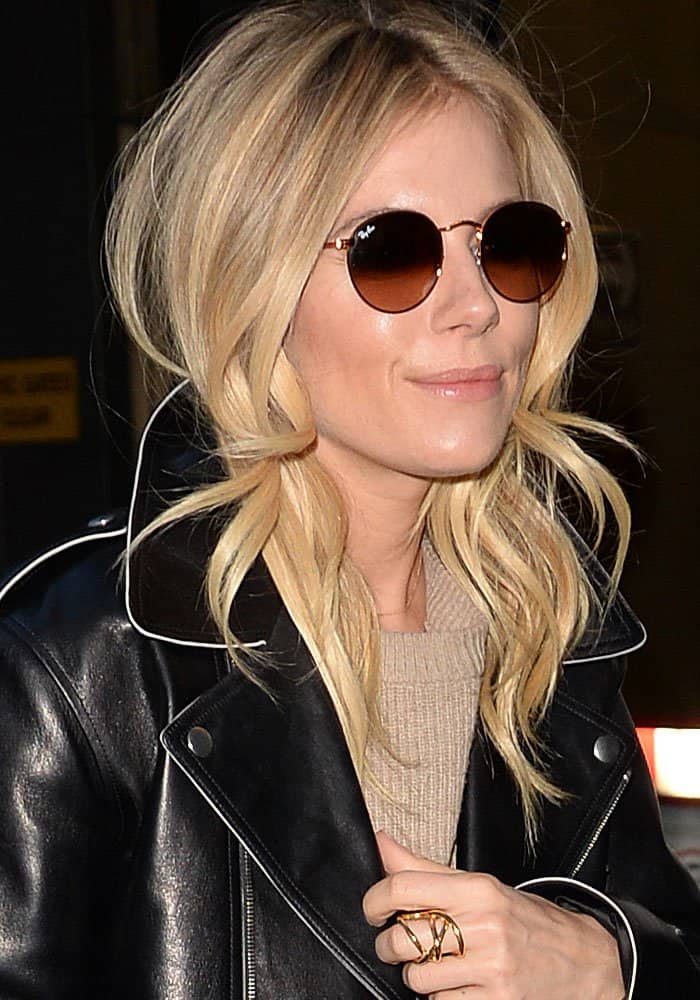 Sienna Miller wears Ray-Ban round metal sunglasses