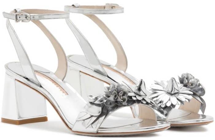 Sophia Webster 'Lilico' Floral-Embellished Metallic Leather Block-Heel Sandals