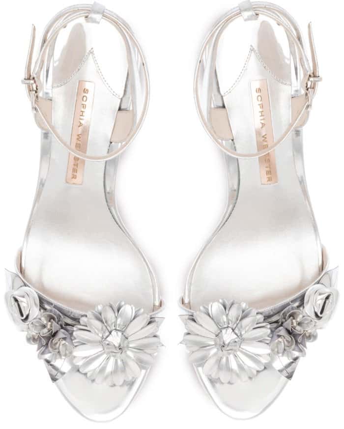 Sophia Webster 'Lilico' Floral-Embellished Metallic Leather Block-Heel Sandals