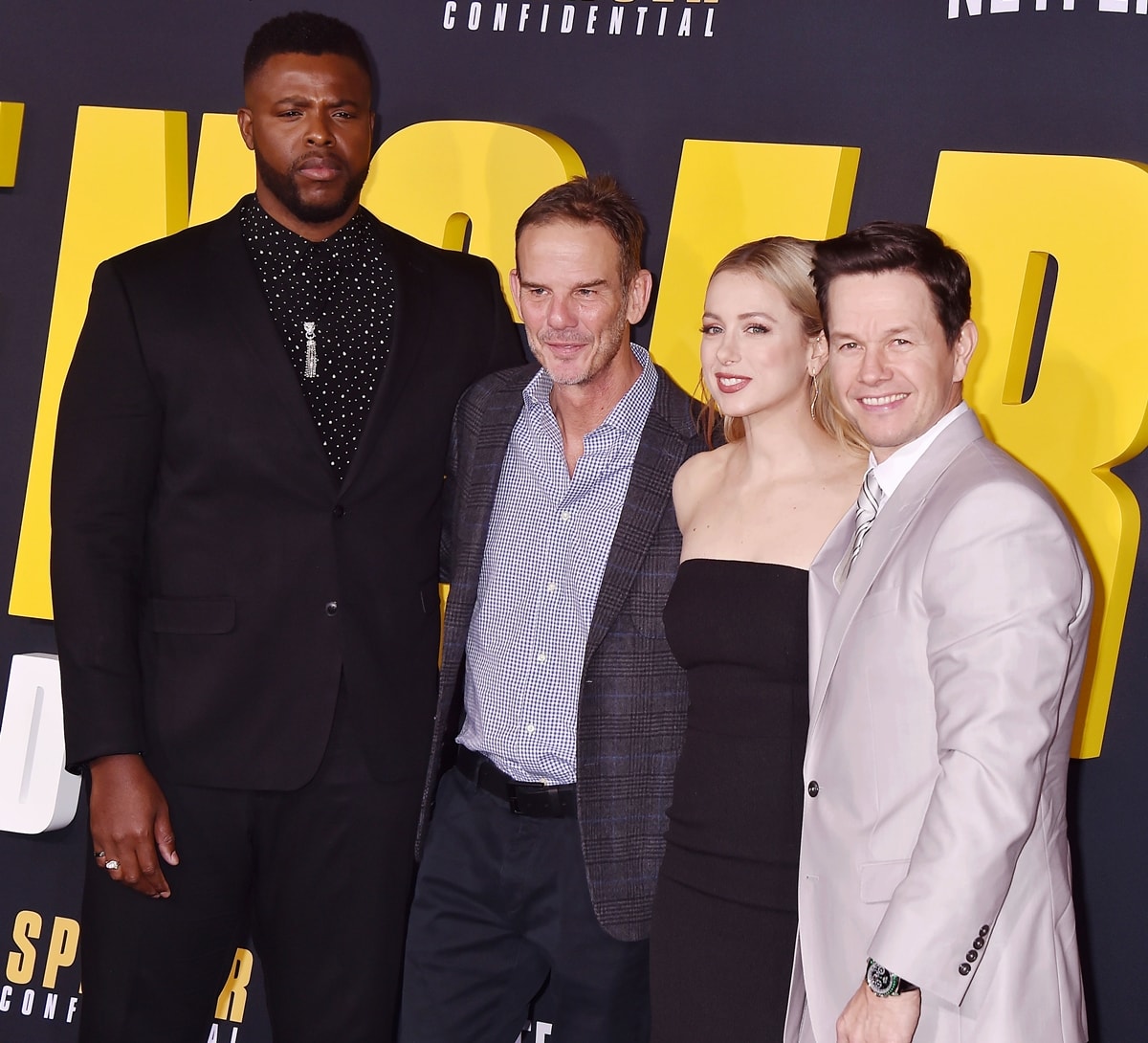 Winston Duke, Peter Berg, Iliza Shlesinger, Mark Wahlberg at the Premiere of Netflix's "Spenser Confidential"