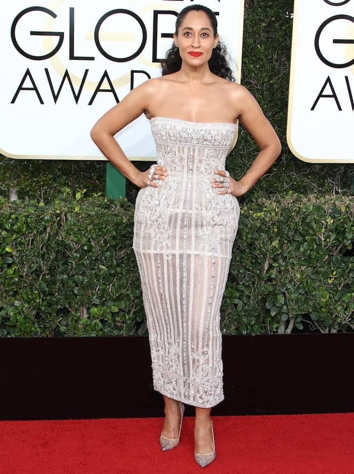At the 74th Annual Golden Globes on January 8, 2017, in Los Angeles, Tracee Ellis Ross exuded vintage glamour with a dramatic, curly ponytail, accentuating her Zuhair Murad outfit