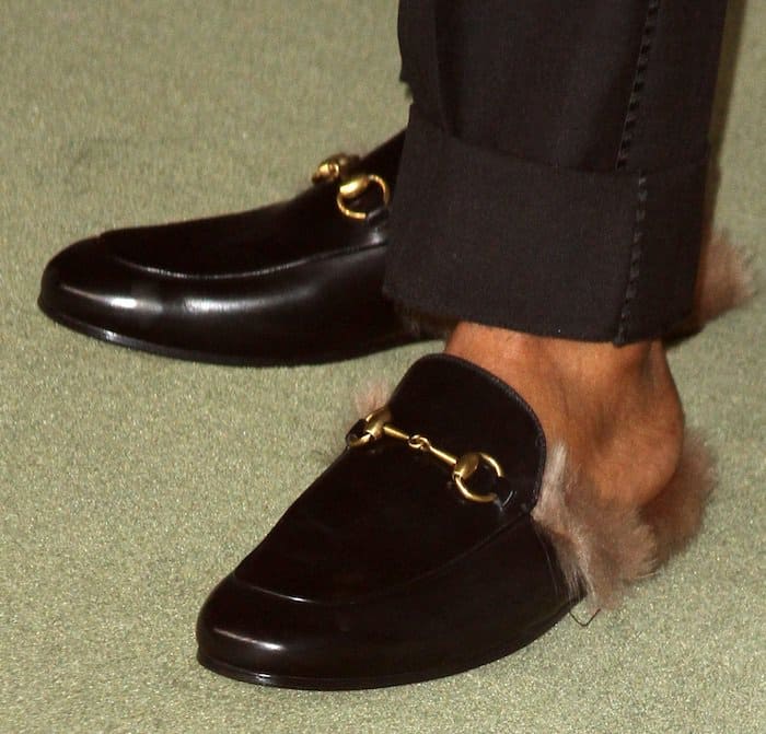 ASAP Rocky in fur-lined mules at the LACMA Art + Film Gala