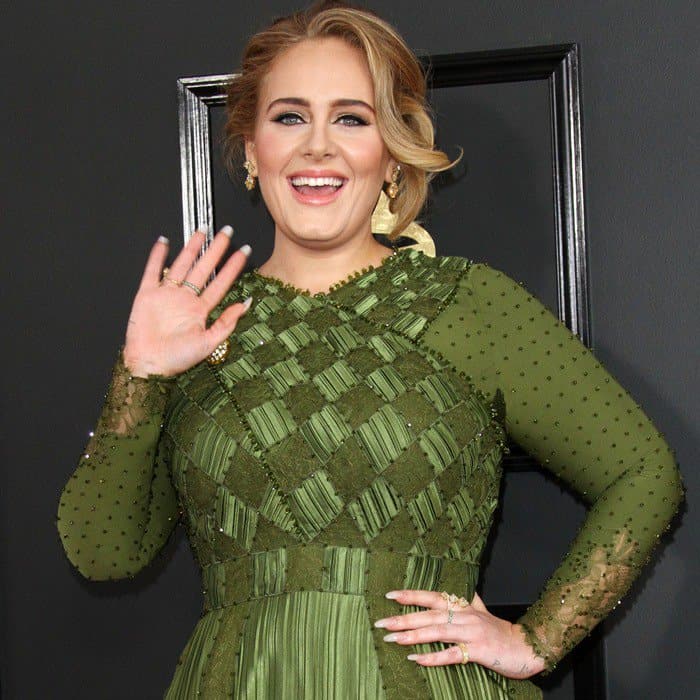 Adele showed that green is her color in a Givenchy gown from the Fall 2016 Couture collection