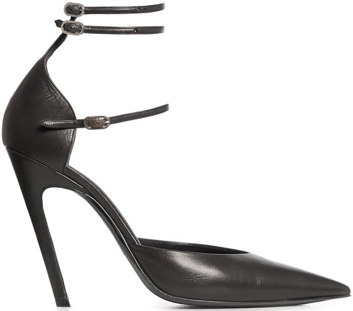 Balenciaga 'Slash' Triple-Strap Leather Pumps