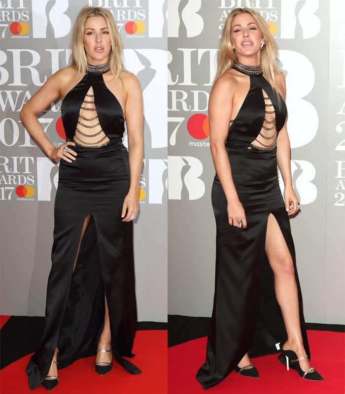 Elie Goulding wears a Philipp Plein cut-out dress at the Brit Awards 2017