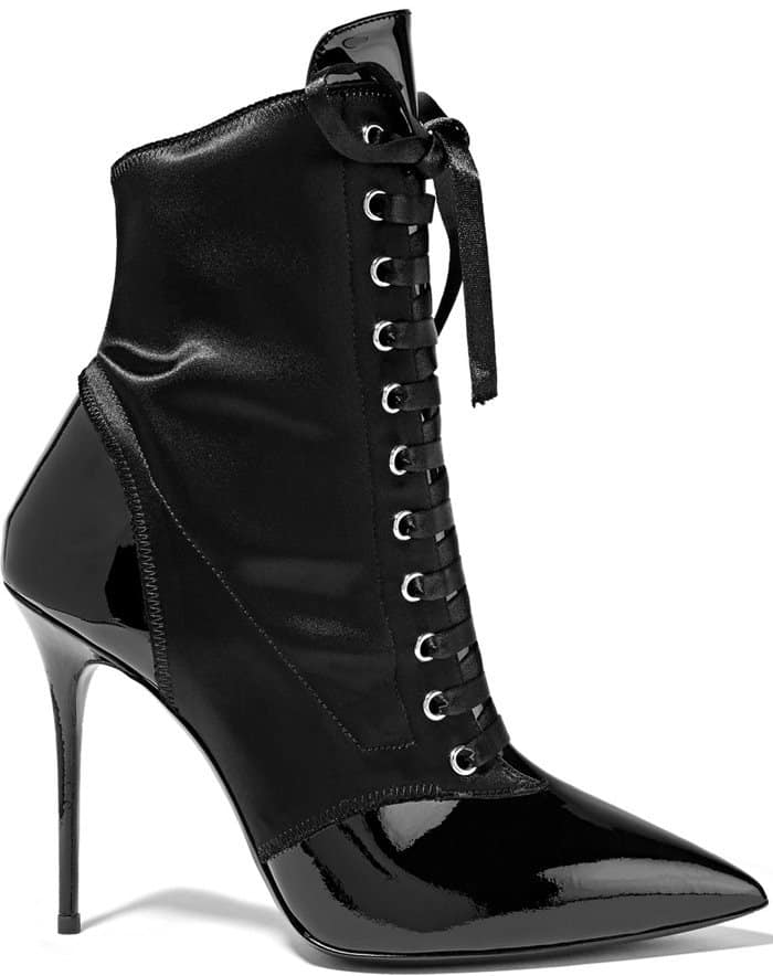 Giuseppe Zanotti Patent-Leather and Satin Ankle Boots