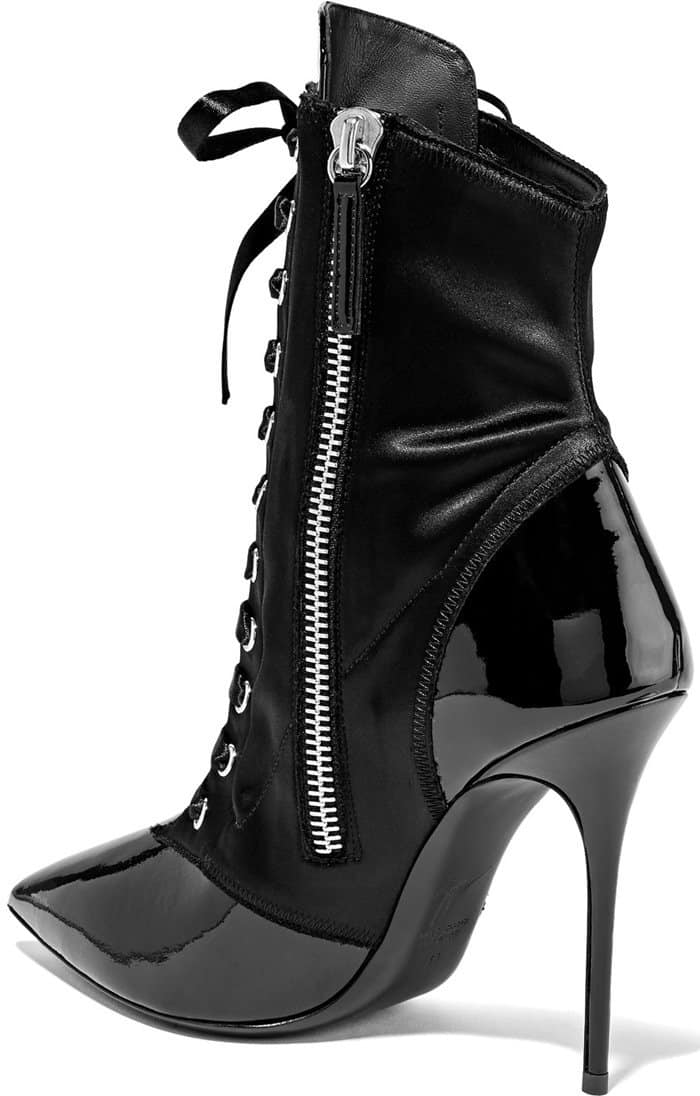 Giuseppe Zanotti Patent-Leather and Satin Ankle Boots