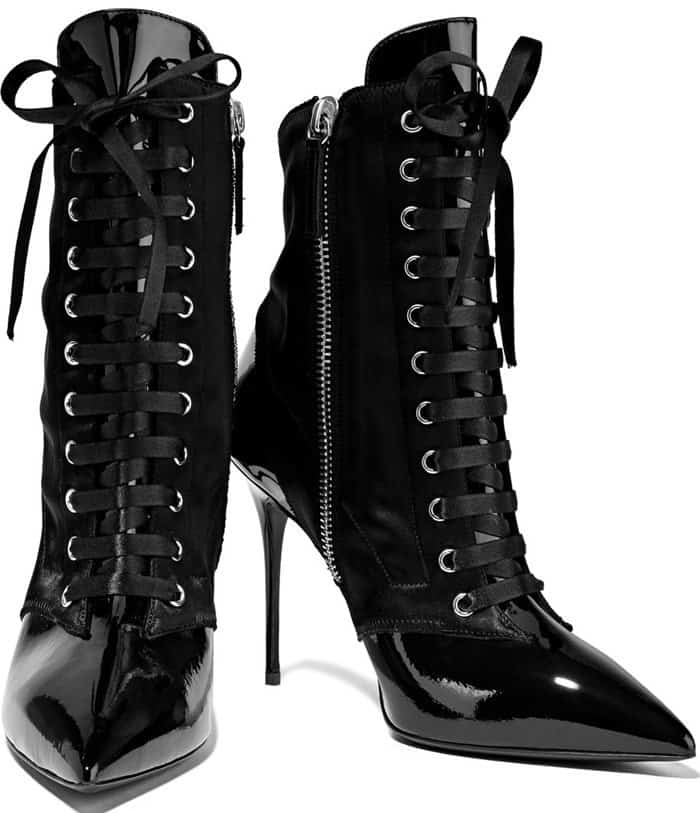 Giuseppe Zanotti Patent-Leather and Satin Ankle Boots
