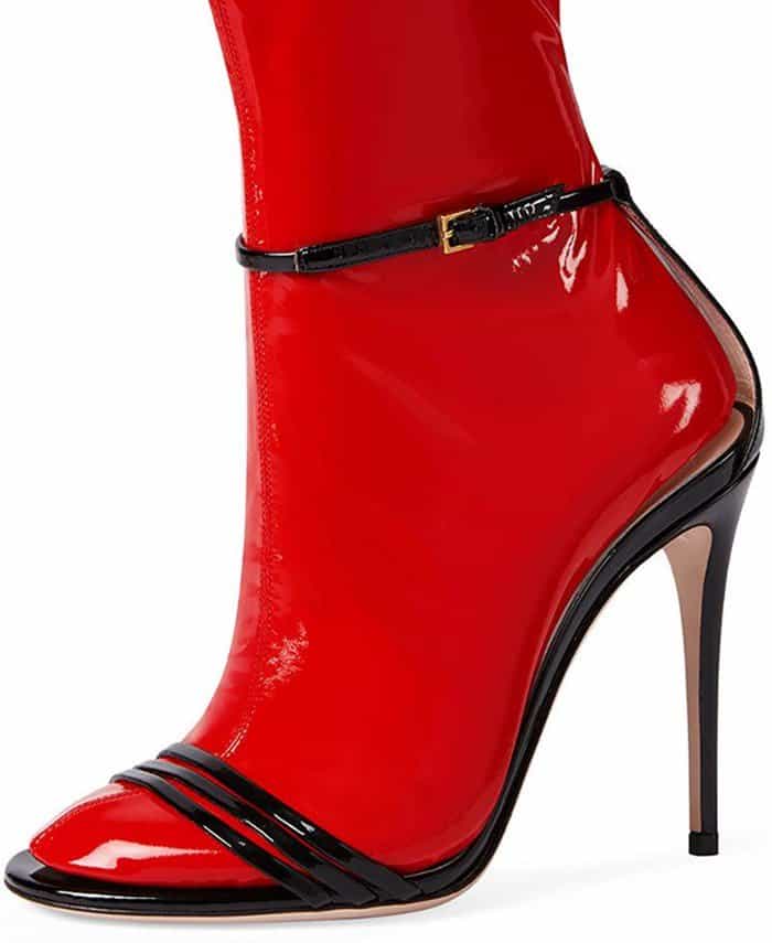 Gucci 'Ilse' Patent Leather Sandals With Removable Latex Socks