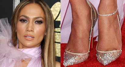 Jennifer Lopez Gushes Over Drake at Grammys in Christian Louboutin 'Follies  Strass' Pumps