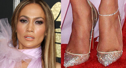 Jennifer Lopez at Grammys in Christian Louboutin 'Follies Strass' Pumps