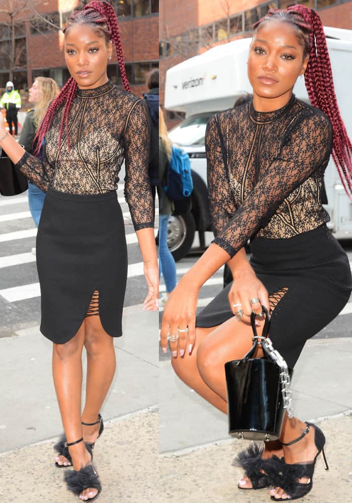 Keke Palmer gamely posed for the paparazzi in her Alexander Wang outfit