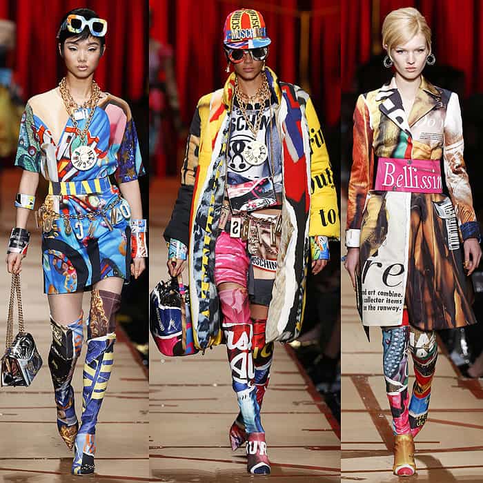 Moschino fall 2017 clothing made to appear as if they were made out of pages torn out of fashion magazines