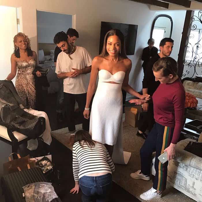 Naomie Harris gets helps from her glam squad as she prepares for the Oscars
