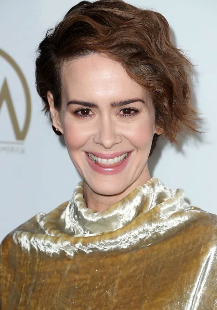 Sarah Paulson shines with her radiant smile and effortless hairstyle at the 2017 Producers Guild Awards held at the Beverly Hilton Hotel in Los Angeles on January 29, 2017