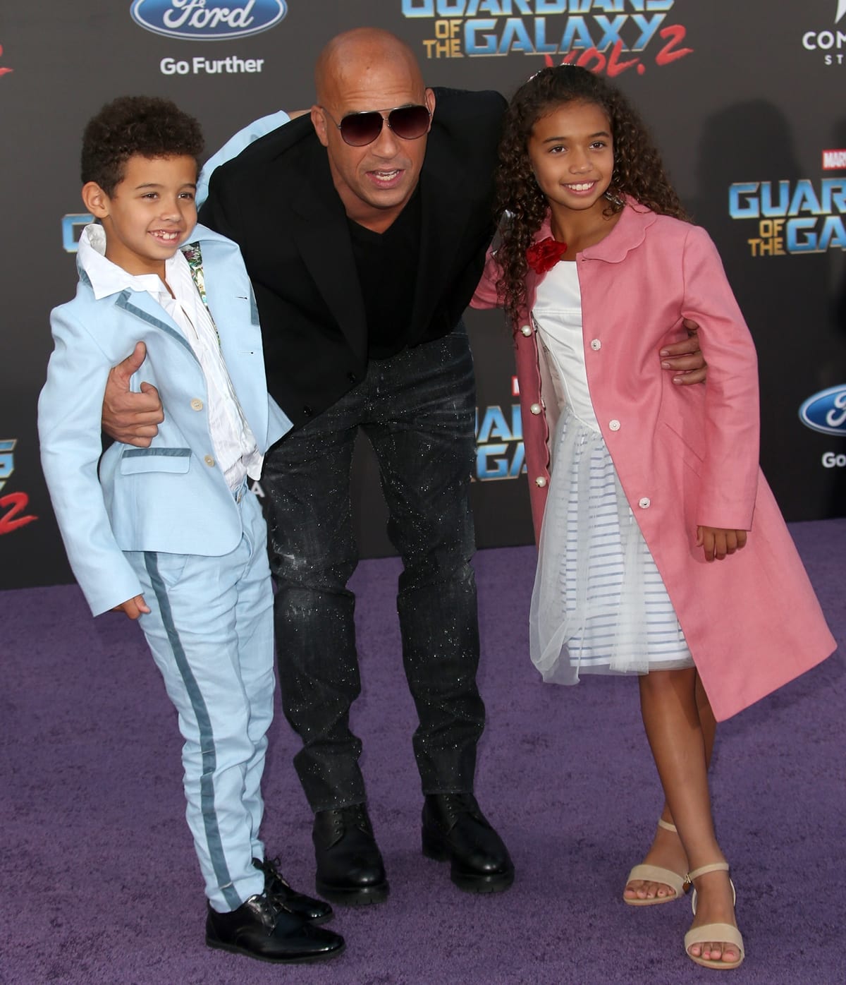 Mark Sinclair, known professionally as Vin Diesel, with his children Hania "Similce" Riley Sinclair and Vincent Sinclair