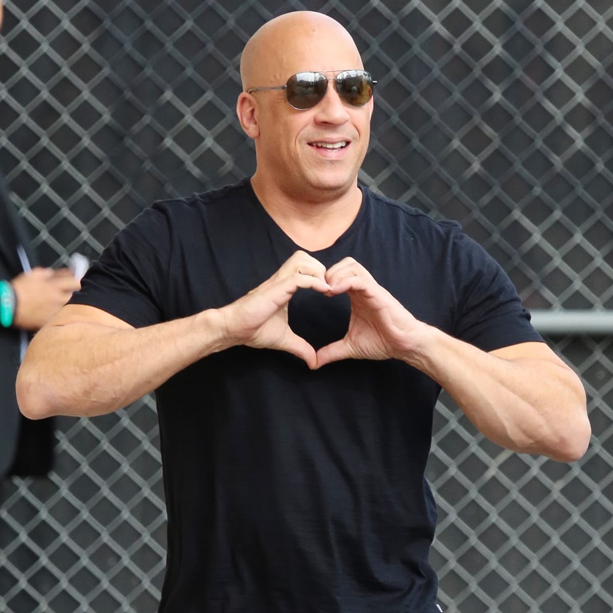 Vin Diesel shows how you make a heart with two hands