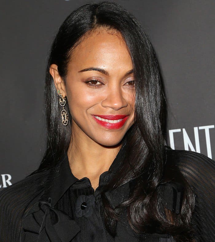 Zoe Saldana Wears Wrong Sandals With Black Fendi Dress